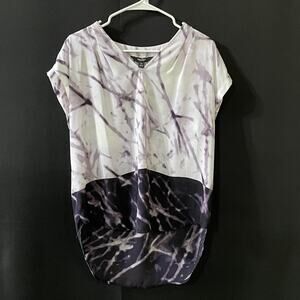 Simply Vera Vera Wang Blouse Womens Medium Purple Colorblock Tunic Top Print